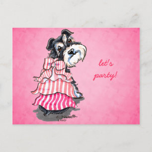 Girly Schnauzer Pink Dress Off-Leash Art™ Postcard
