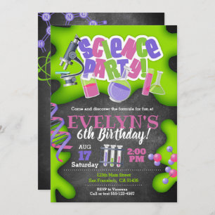 Girly Science Birthday Invitation for Girls