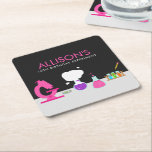 Girly Science Party Square Paper Coaster<br><div class="desc">Do you know a girl who loves science? A science themed party is perfect for the little scientist in your life! Make it an awesome children's birthday party with the Girly Science Party Coasters designed by Enchantfancy Design Company. These coasters feature a science lab setting complete with things your child...</div>