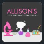 Girly Science Party Square Sticker<br><div class="desc">Do you know a girl who loves science? A science themed party is perfect for the little scientist in your life! Make it an awesome children's birthday party with the Girly Science Party Stickers designed by Enchantfancy Design Company. These square stickers feature a science lab setting complete with things your...</div>