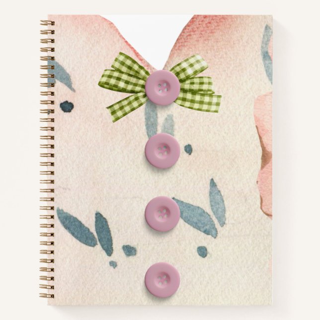 Girly scottish bow and pink button Kraft Notebook (Front)