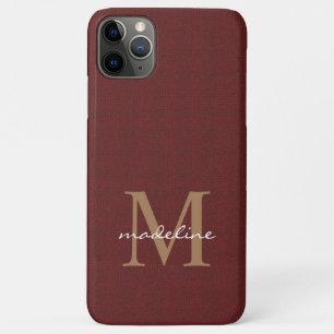 Girly Script Cotton Knitted Red Gold Monogram iPhone 11 Pro Max Case