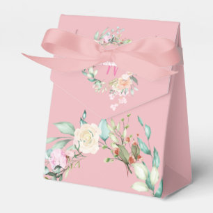 Girly Script Monogram Blush Pink Floral  Favour Box