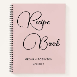 Girly Script Personalised Cookbook Blush Recipe Notebook