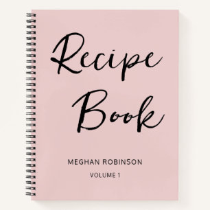 Girly Script Personalised Cookbook Blush Recipe Notebook