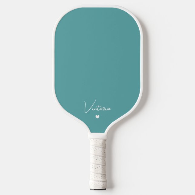 Girly Script Personalised Name and Heart Picklebal Pickleball Paddle (Front)