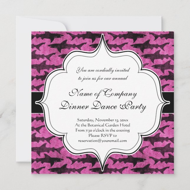 Girly Sharks Hot Pink Invitation (Front)