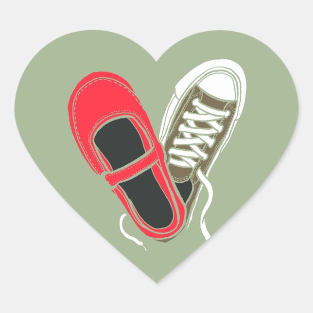 Girly Shoes & Sneakers Heart Wedding (Camo) Heart Sticker (Front)