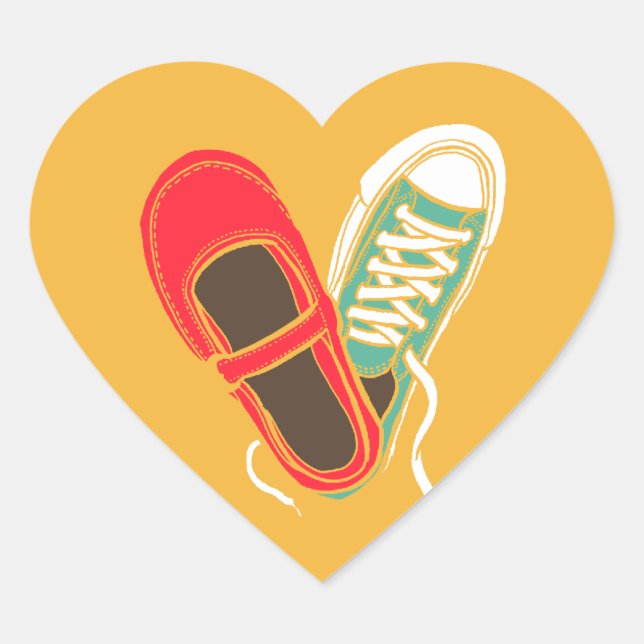 Girly Shoes & Sneakers Heart Wedding Yellow Heart Sticker (Front)