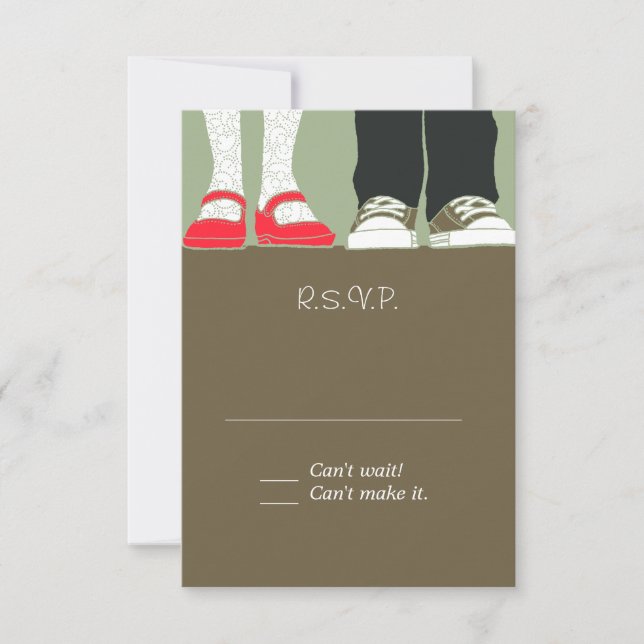 Girly Shoes & Sneakers Illustrated Wedding (Camo) RSVP Card (Front)
