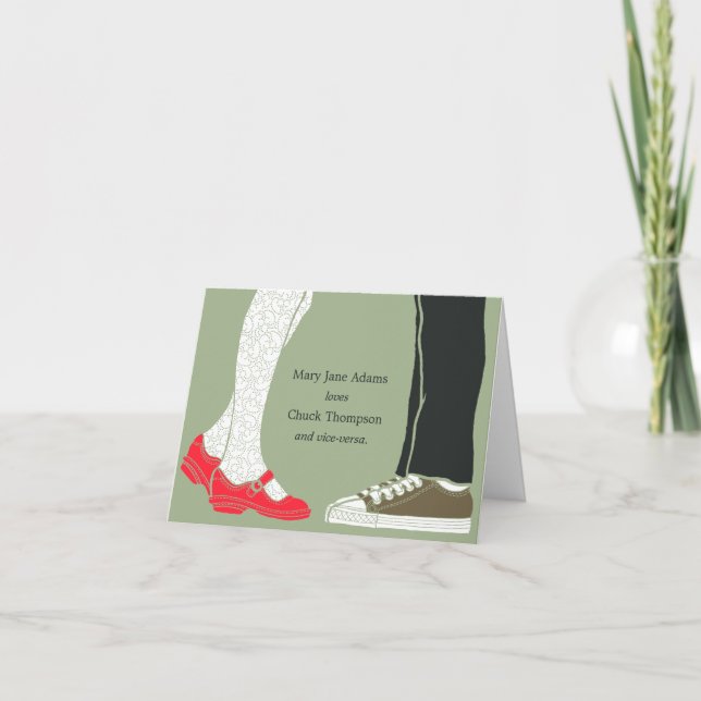 Girly Shoes & Sneakers Illustrated Wedding (Camo) Thank You Card (Front)