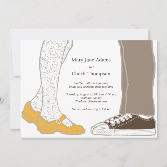 Girly Shoes & Sneakers Illustrated Wedding Invitation (Front)