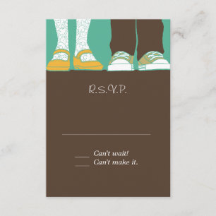 Girly Shoes & Sneakers Illustrated Wedding (Mint) RSVP Card