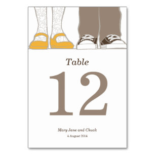 Girly Shoes & Sneakers Illustrated Wedding Table Number