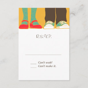 Girly Shoes & Sneakers Illustrated Wedding Yellow RSVP Card