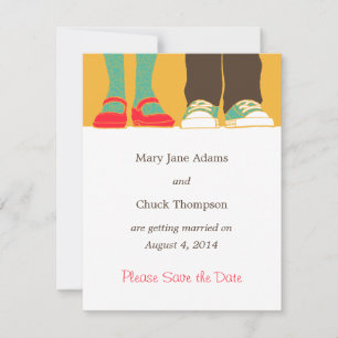 Girly Shoes & Sneakers Illustrated Wedding Yellow Save The Date