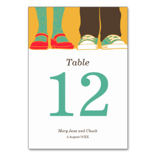 Girly Shoes & Sneakers Illustrated Wedding Yellow Table Number