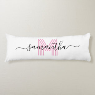 Girly Signature Name Light Pink Retro Monogram Body Cushion