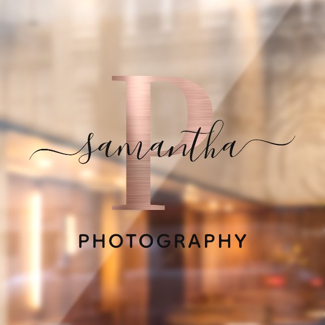 Girly Signature Rose Gold P Monogram Logo Window Cling (Sheet 2)