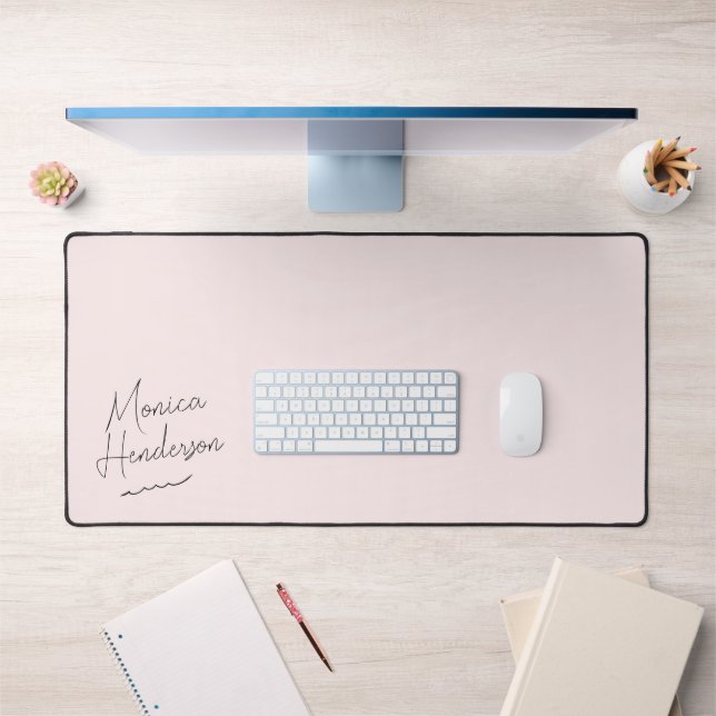 Girly Signature Script Monogram Pink Desk Mat (Office 1)