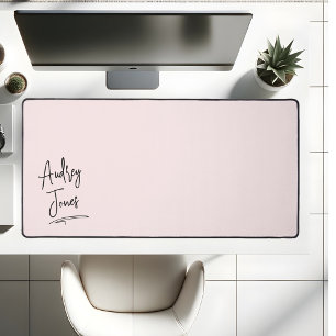 Girly Signature Script Monogram Pink Desk Mat