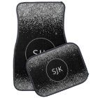 Girly Silver Black Glitter Sparkle Monogram