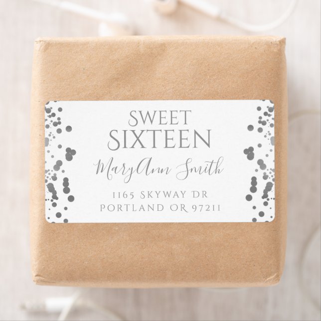 Girly Silver Foil Confetti Sweet Sixteen (Insitu)