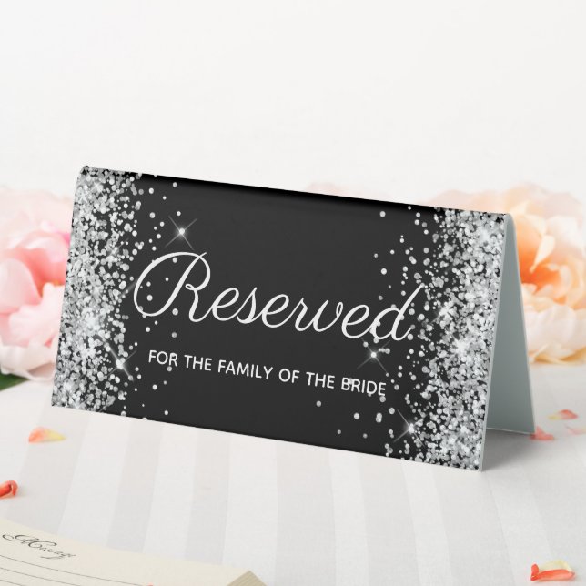 Girly Silver Glitter Black Reserved (In SItu (Wedding))