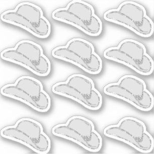 Girly Silver Glitter Cowgirl Hat 12 Sticker Set
