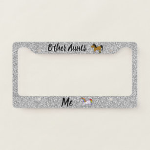 Girly Silver Glitter Other Aunts Me Licence Plate Frame