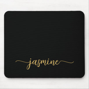 Girly Simple Black Personalised Monogram Name Mouse Mat