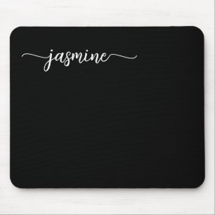 Girly Simple Black Personalised Monogram Name Mouse Mat
