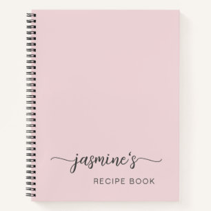 Girly Simple Blush Pink Cookbook Recipe Signature Notebook