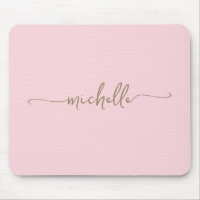 Girly Simple Blush Pink Custom Gold Monogram Name