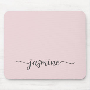 Girly Simple Blush Pink Personalised Monogram Name Mouse Mat