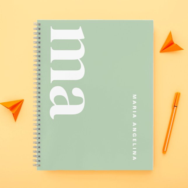 Girly Simple Green Monogram School Notebook (Creator Uploaded)