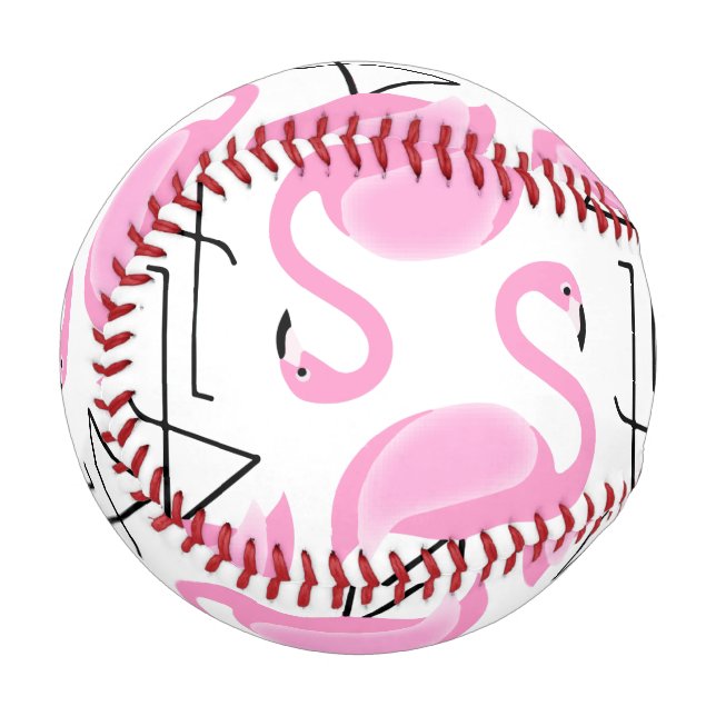 Girly Simple Modern Pink Flamingo Pattern Baseball (Front Left)