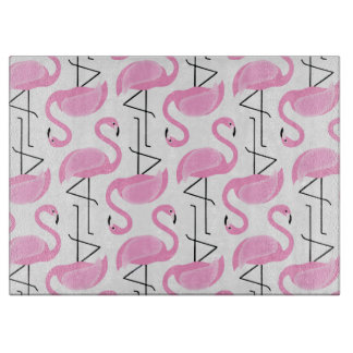 Girly Simple Modern Pink Flamingo Pattern Cutting Board