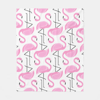 Girly Simple Modern Pink Flamingo Pattern Fleece Blanket