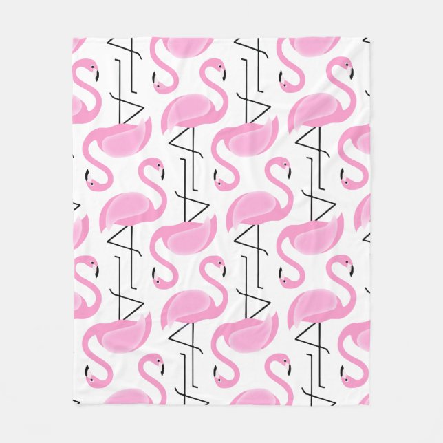 Girly Simple Modern Pink Flamingo Pattern Fleece Blanket (Front)