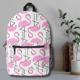 Girly Simple Modern Pink Flamingo Pattern Printed Backpack