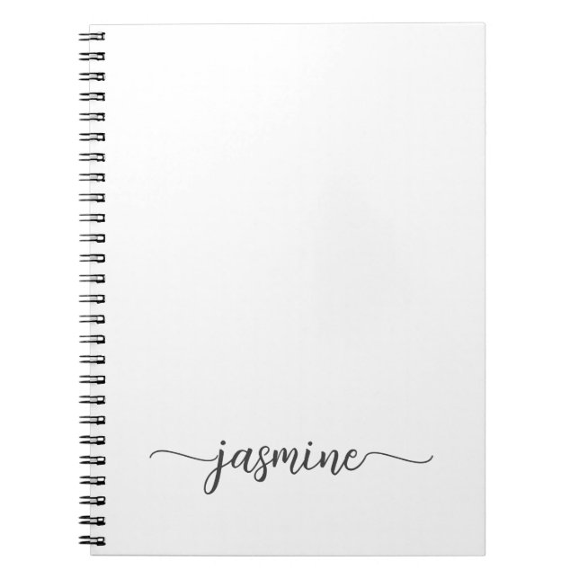Girly Simple White Cookbook Recipe Signature  Notebook (Front)