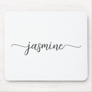 Girly Simple White Personalised Monogram Name Mouse Mat