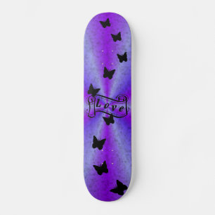 Girly skateboard Love on Rainbow with Butterfly
