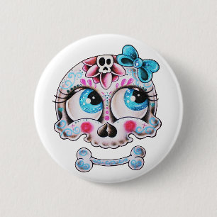 Girly skull 6 cm round badge