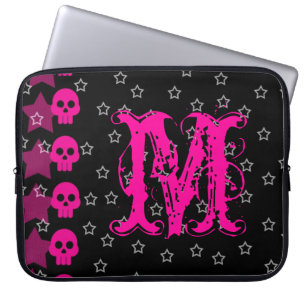 Girly Skull EMO Punk Rock Monogram 15" Laptop Case