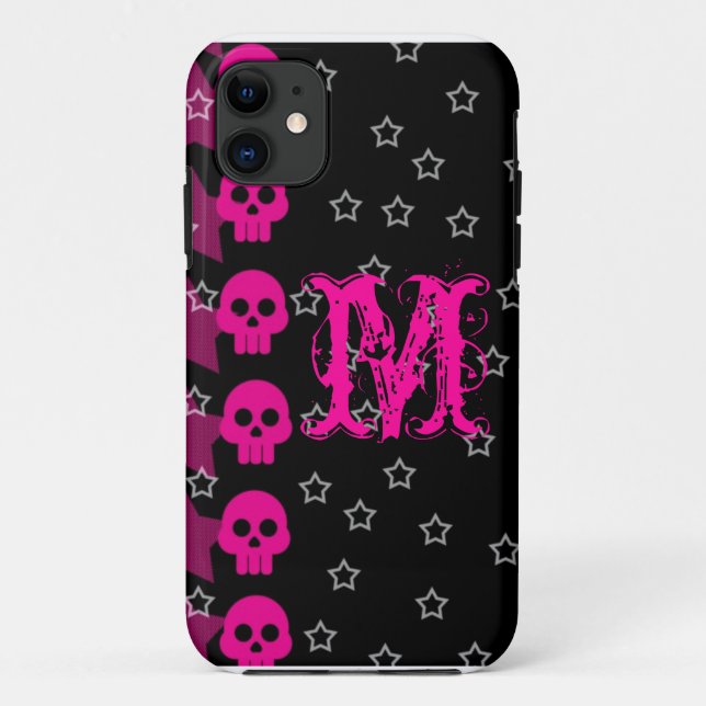 Girly Skull EMO Punk Rocker Monogram IPHONE 5 Case (Back)