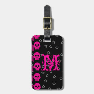 Girly Skull EMO Punk Rocker Monogram Luggage Tag
