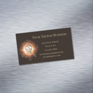 Girly Skull Gothic Cool Gold Glitter Metallic Magnetic Business Card