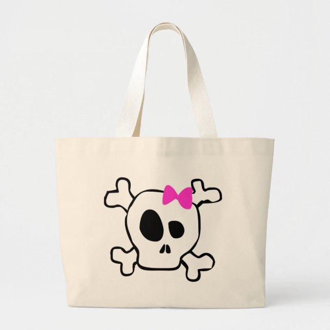 Girly skull large tote bag (Front)